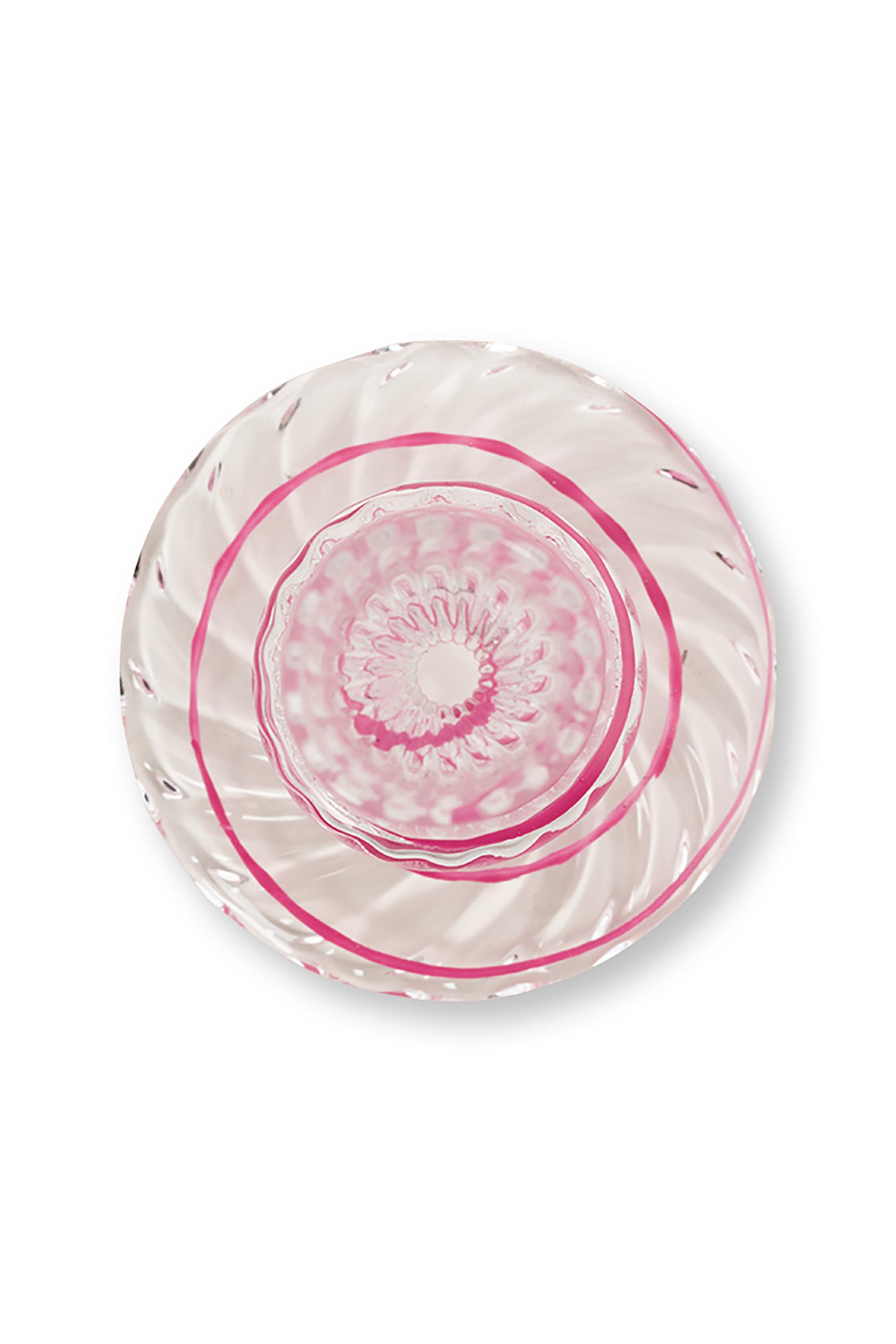 Candle Holder Glass Swirl Pink S 20cm