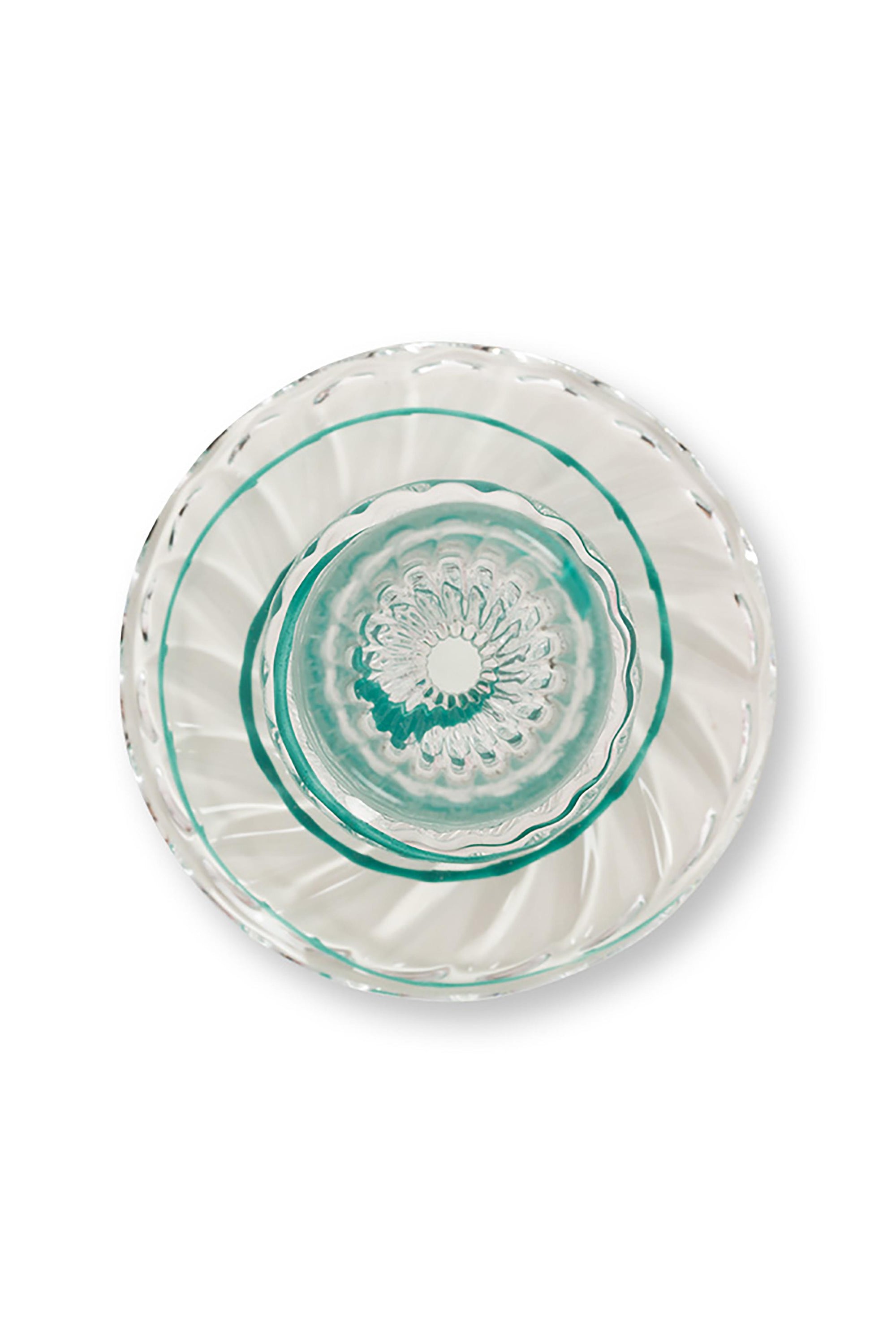 Candle Holder Glass Swirl Light Blue S 20cm