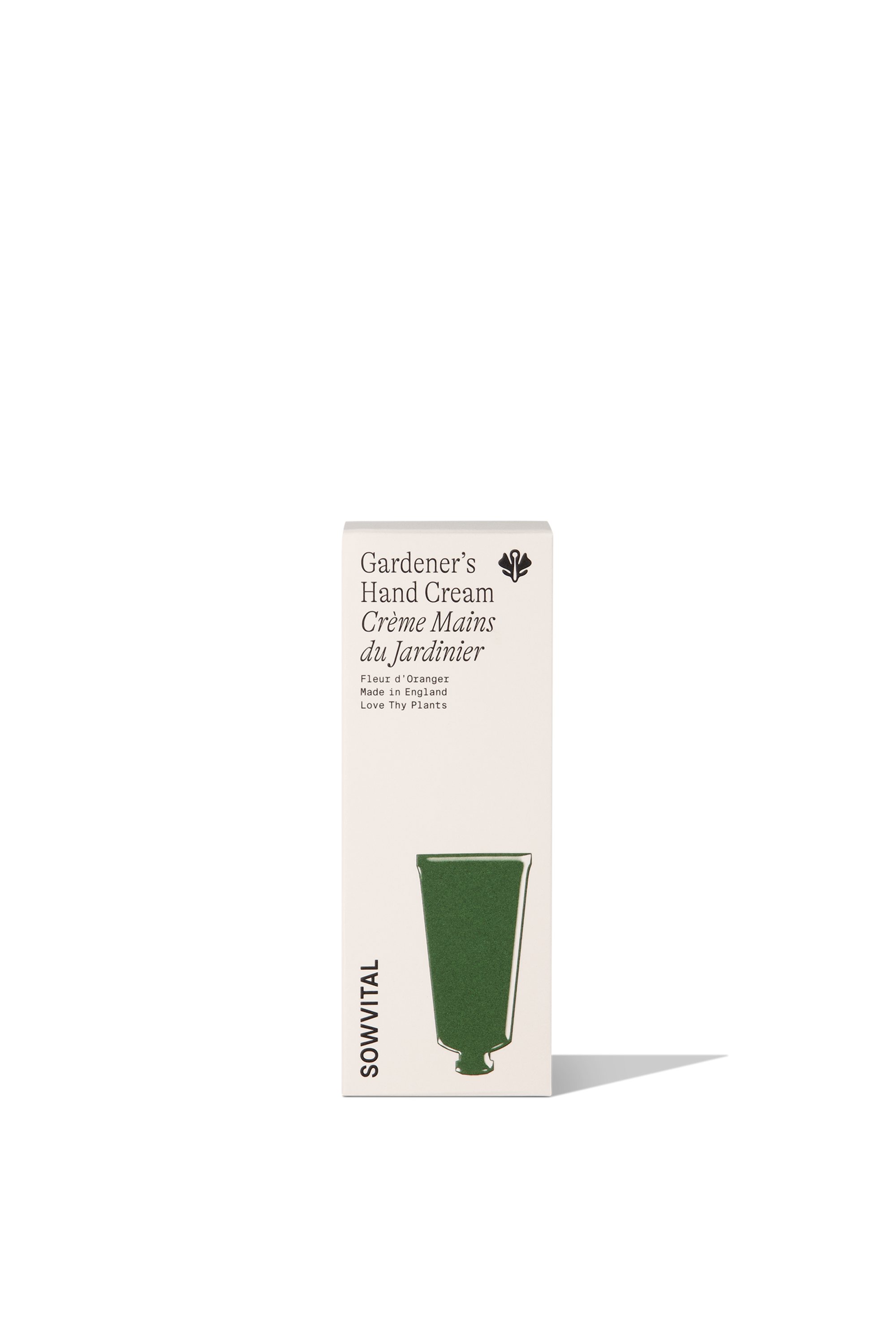 Box of Gardener's Hand Cream with green hand cream illustration on a white background