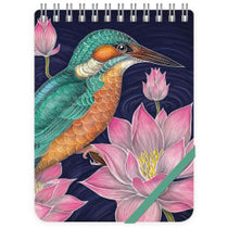 notebook with design of kingfisher and lotus