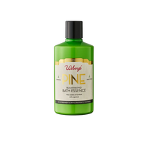 Green bottle of Webber's Pine Rejuvenating Bath Essence on a white background