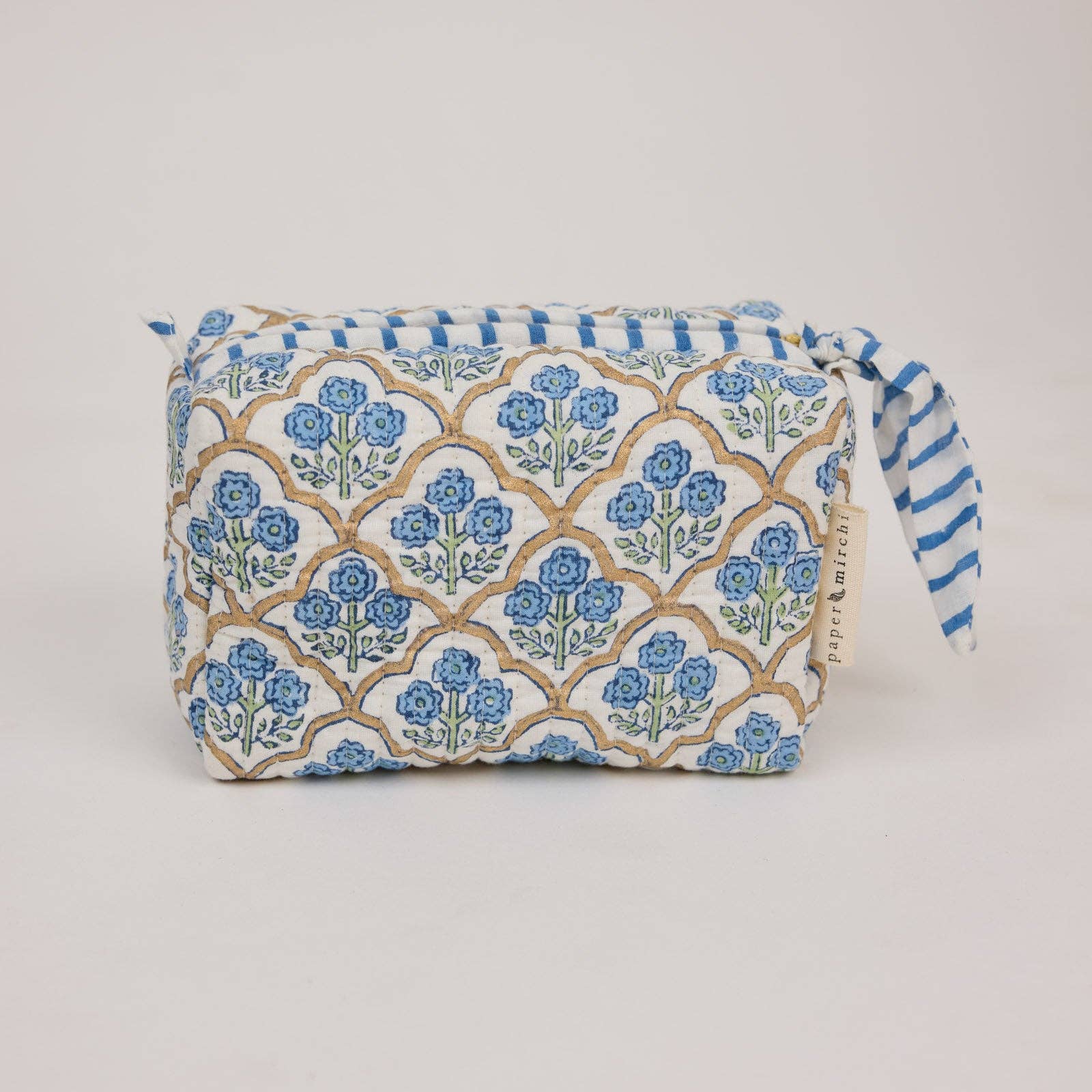 Organic Cotton Wash Bag (Small) - Trellis Indigo