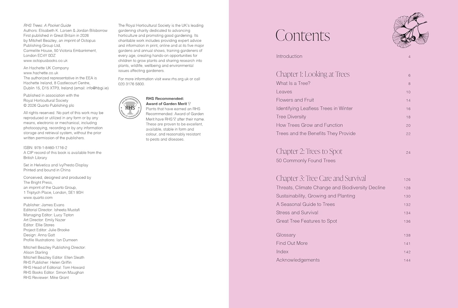 RHS Garden Trees, A Pocket Guide by Elisabeth K Larsen & Jordan Bilsborrow