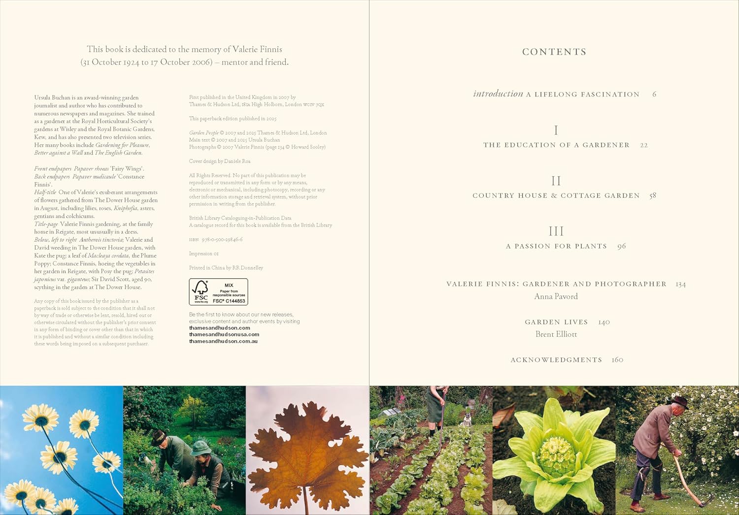 Book interior with text and images of gardening activities and plants.