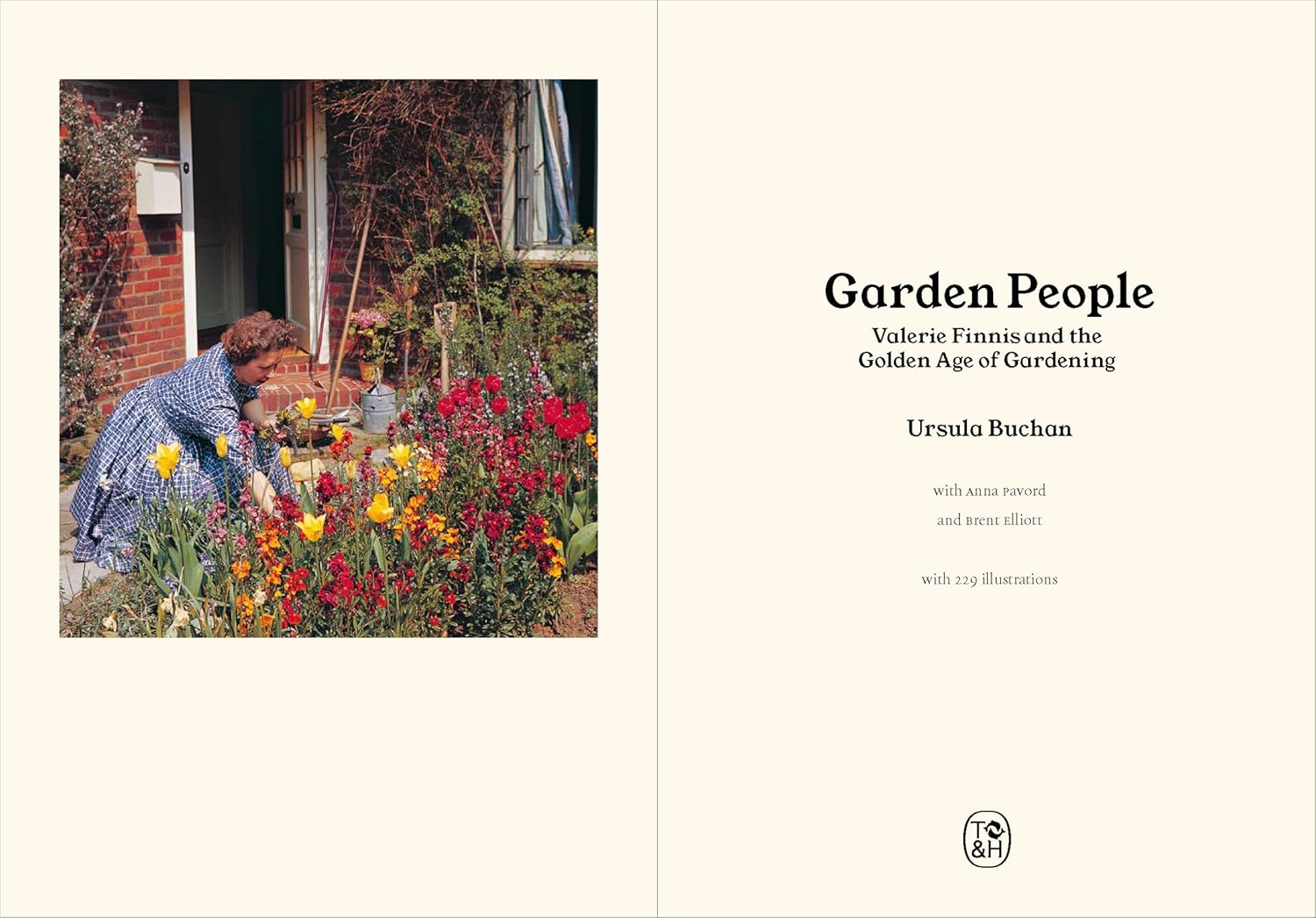 Book cover of 'Garden People' with a woman gardening and colorful flowers.