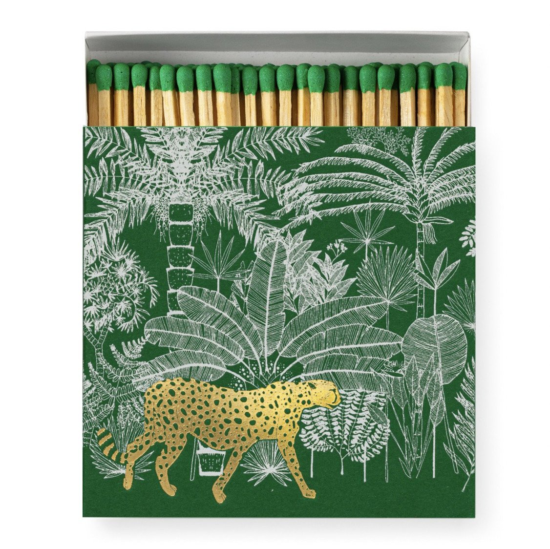 Green Cheetah in Jungle | Square Matchboxes