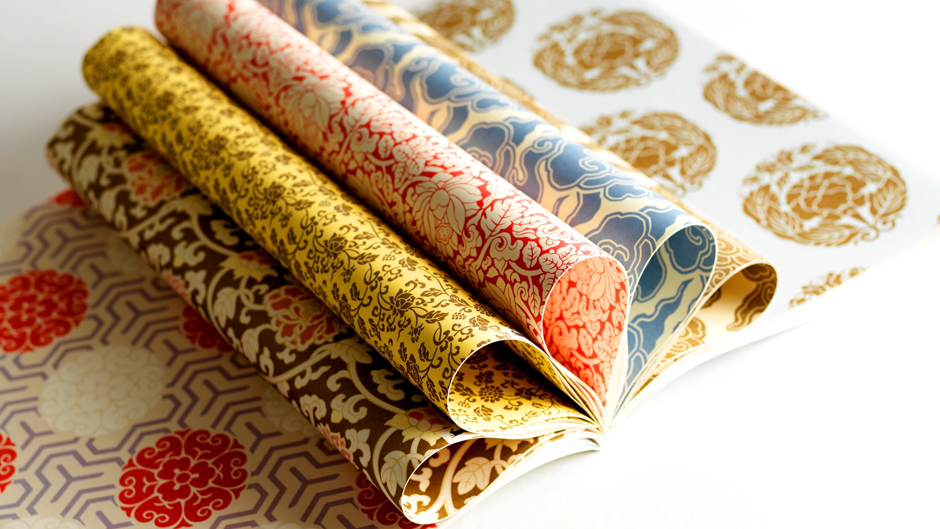 wrapping-paper-buddist-patterns-red-yellow-gold