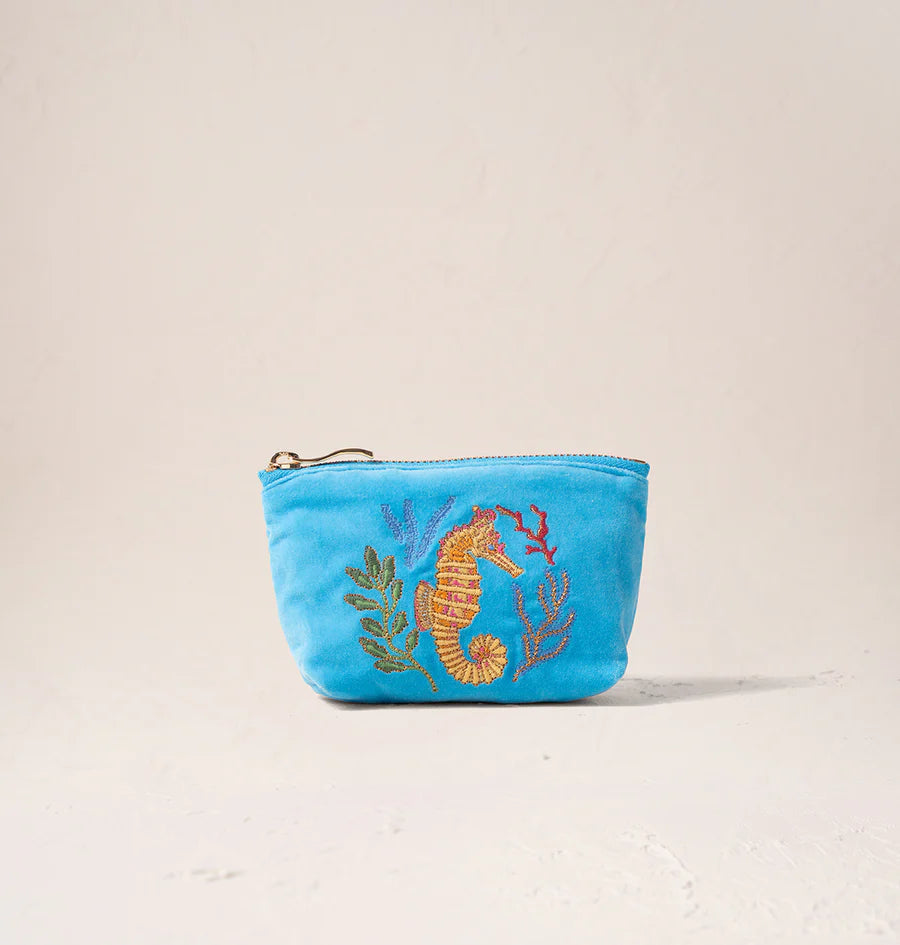 Coin Purse Coral Seahorse Mediterranean Blue