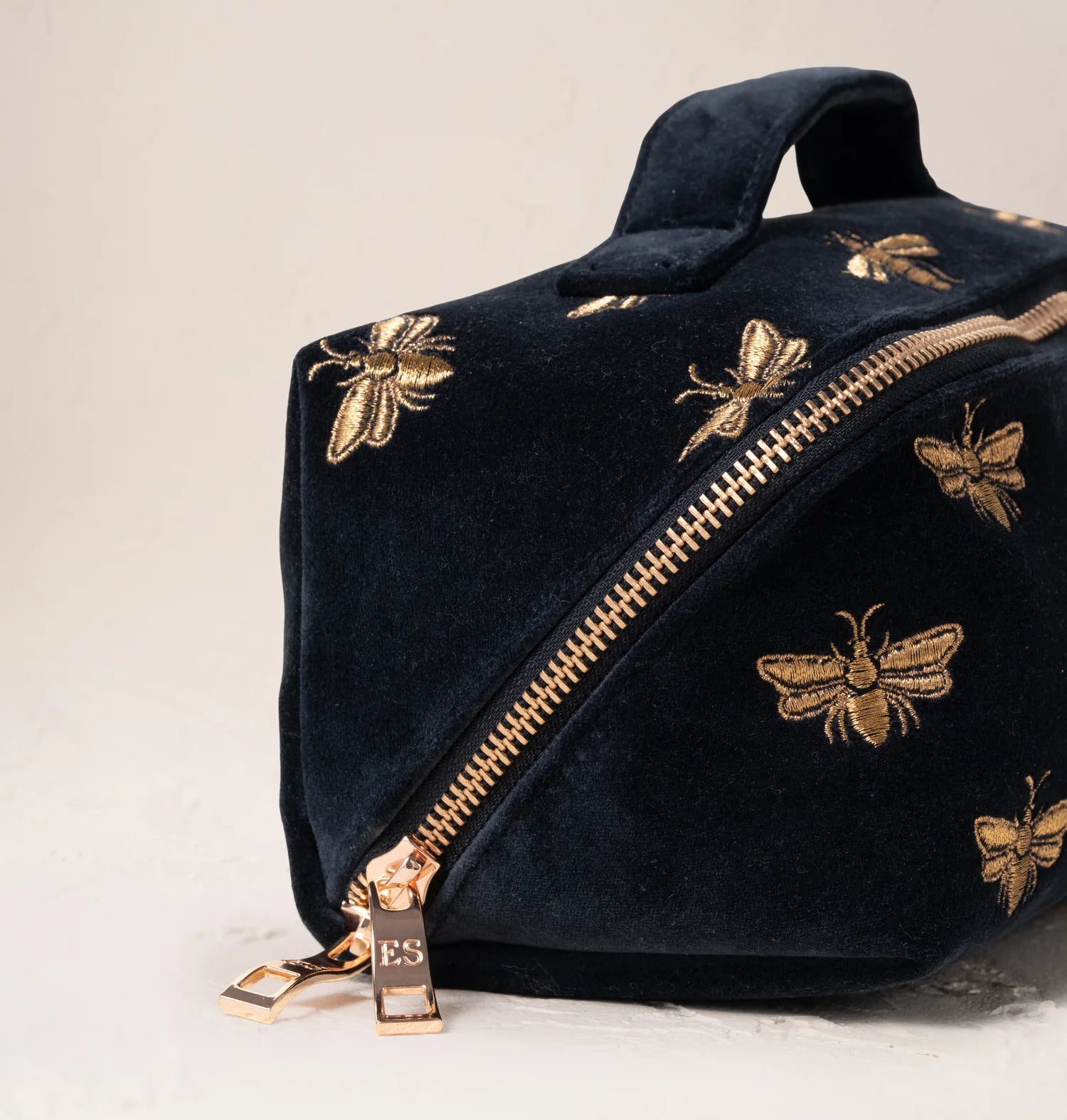 Open Flat Makeup Bag Honey Bee Velvet Charcoal