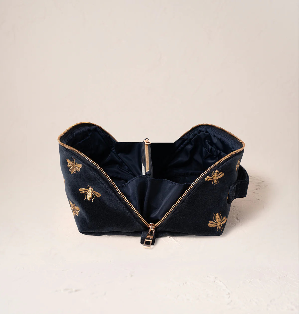 Open Flat Makeup Bag Honey Bee Velvet Charcoal