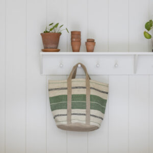 Jute Bag with Handles Pink or Green Stipe