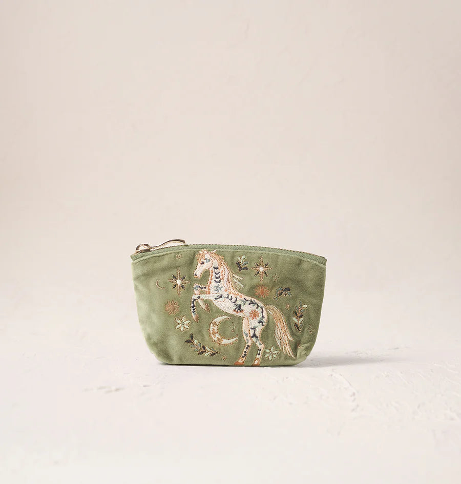 Coin Purse, Mystical Horse, Olive