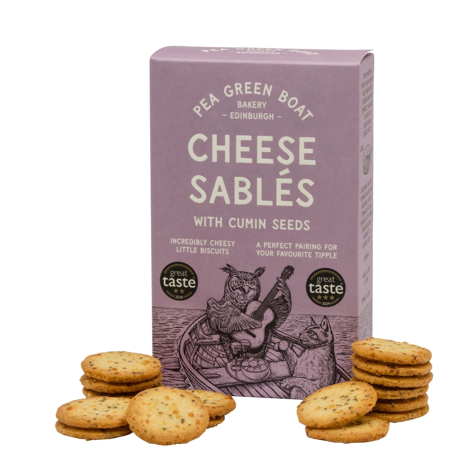 Pea Green Boat Cheese Sables with Cumin Seeds