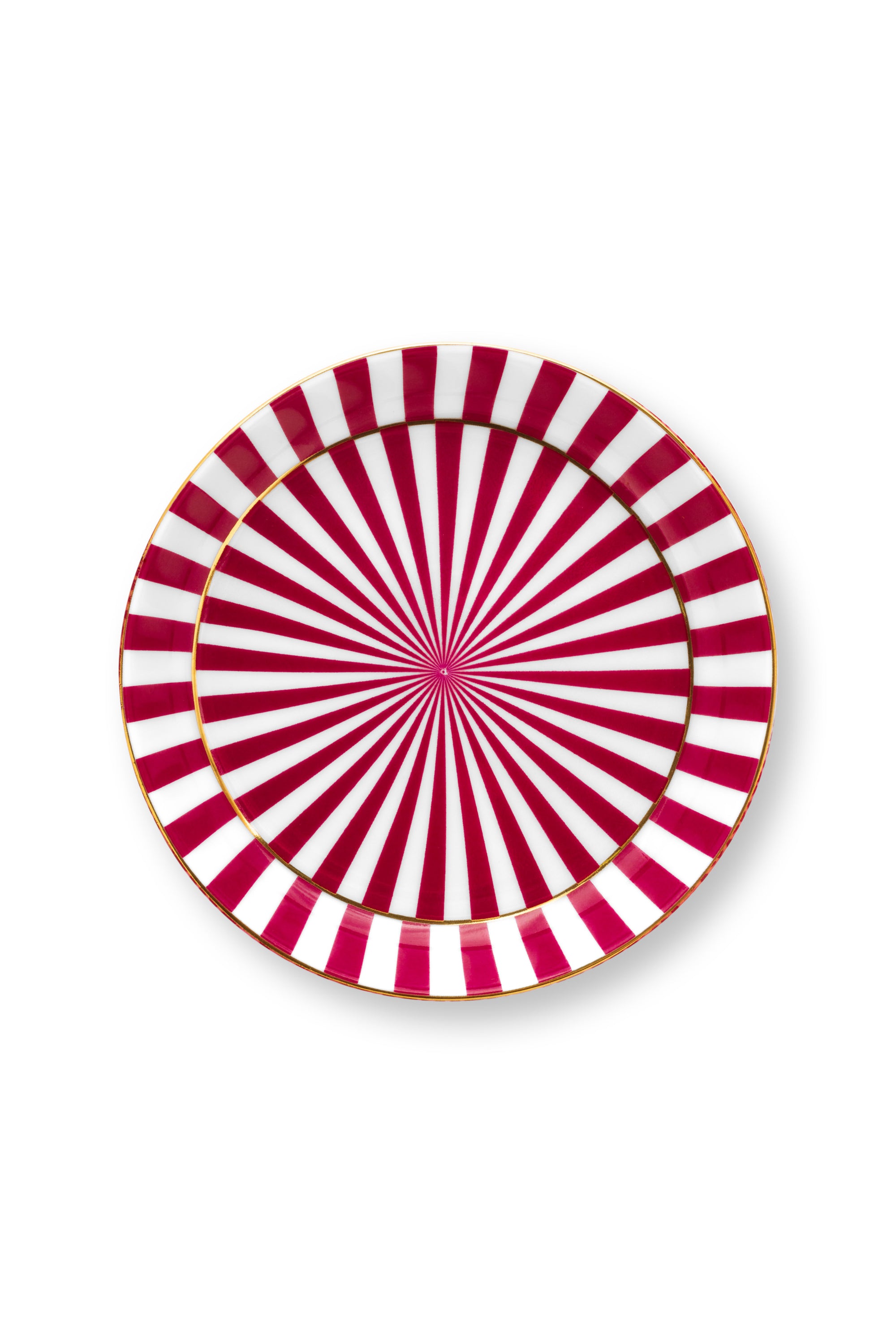 pink and white striped saucer