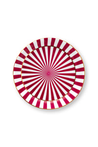 pink and white striped saucer