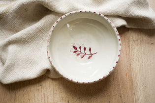 Pottery-bowl-with-sprig-dotted-rim-in brick-red 