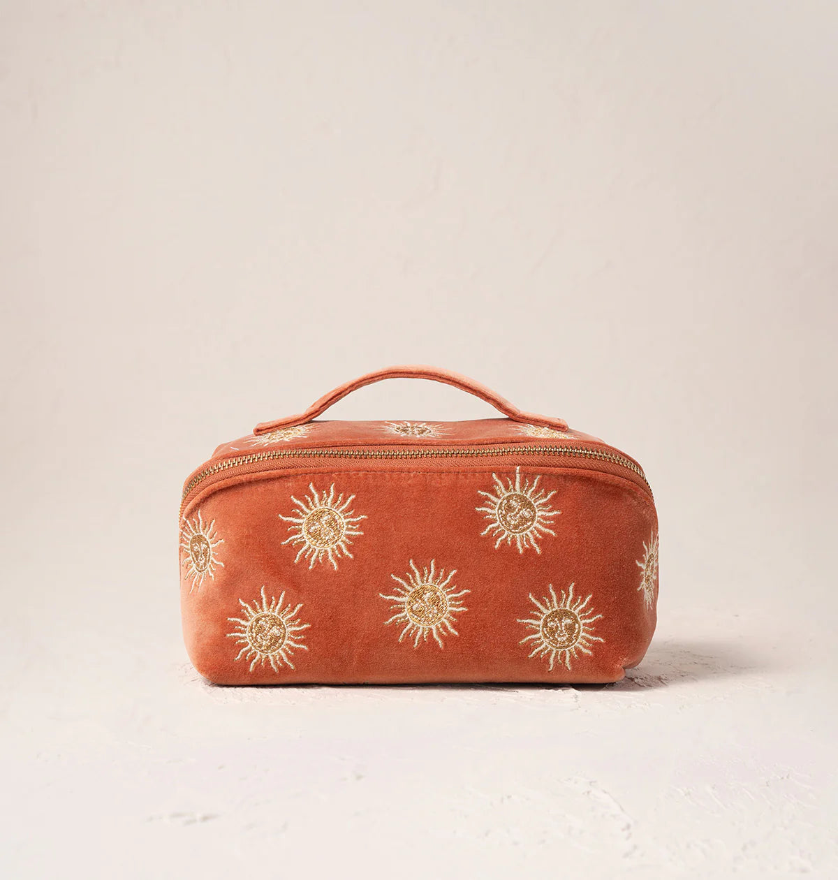 Open Flat Makeup Bag Sun Goddess Velvet Rust