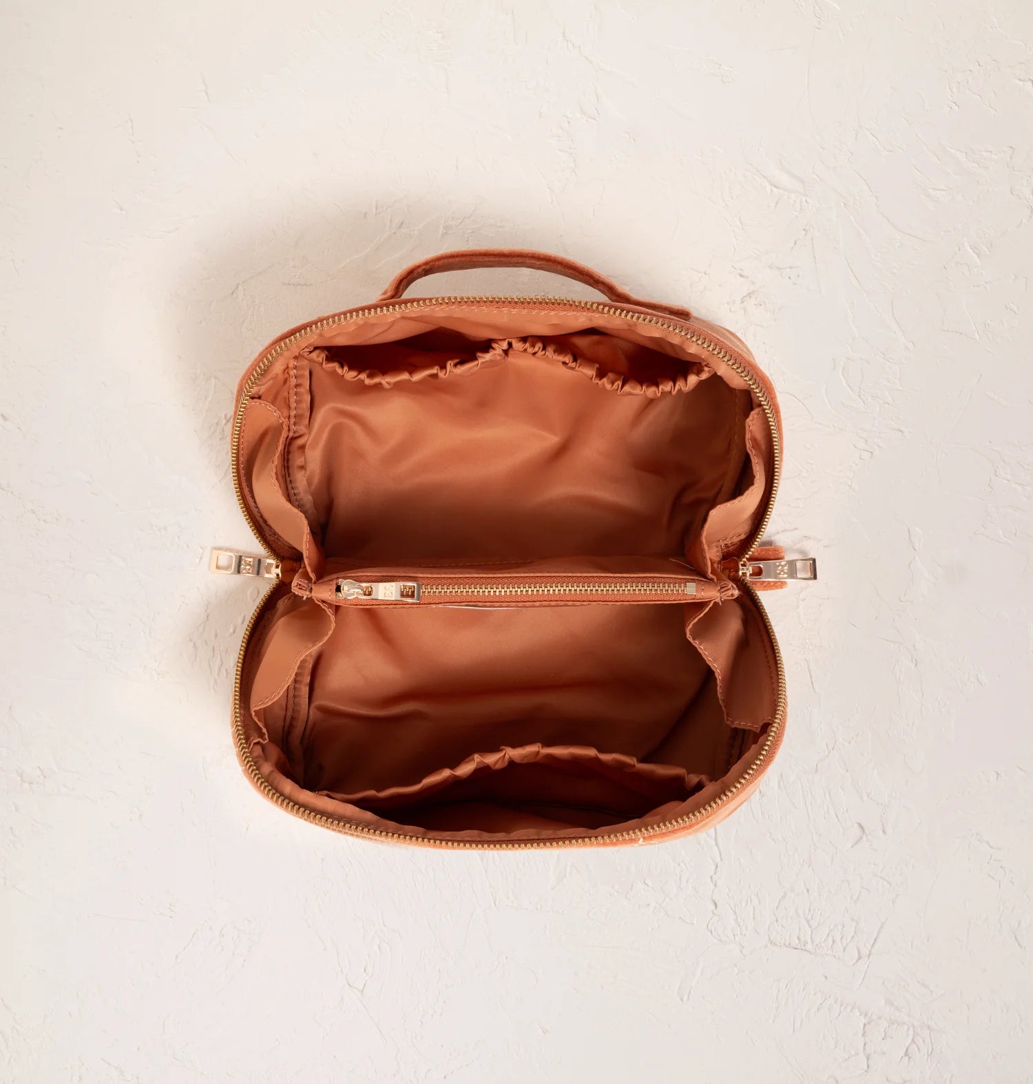 Open Flat Makeup Bag Sun Goddess Velvet Rust