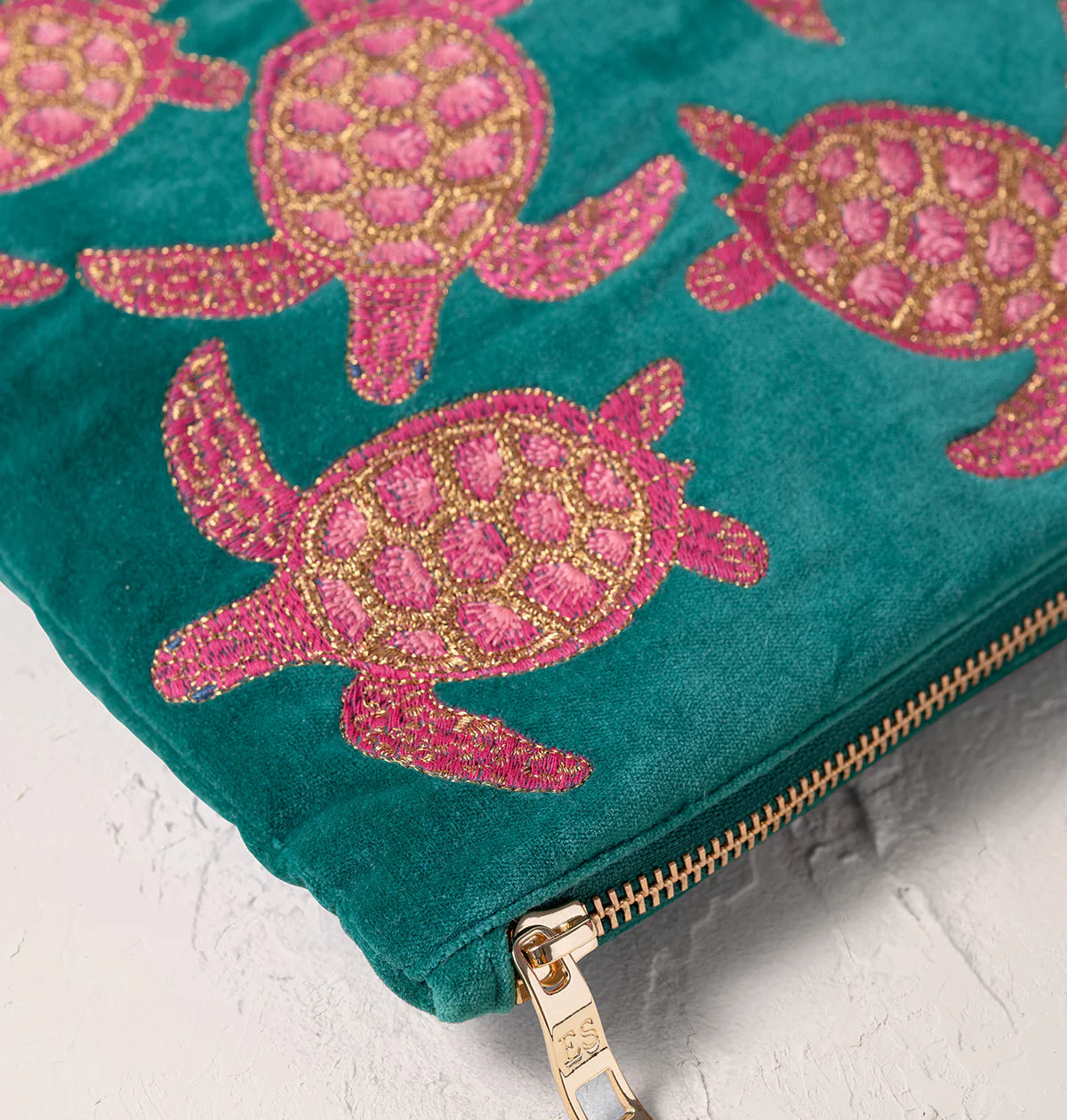 Everyday Pouch Swimming Turtle Teal Jade