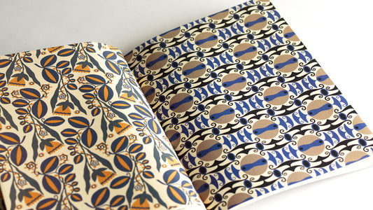 wrapping paper books close up geometric pattern