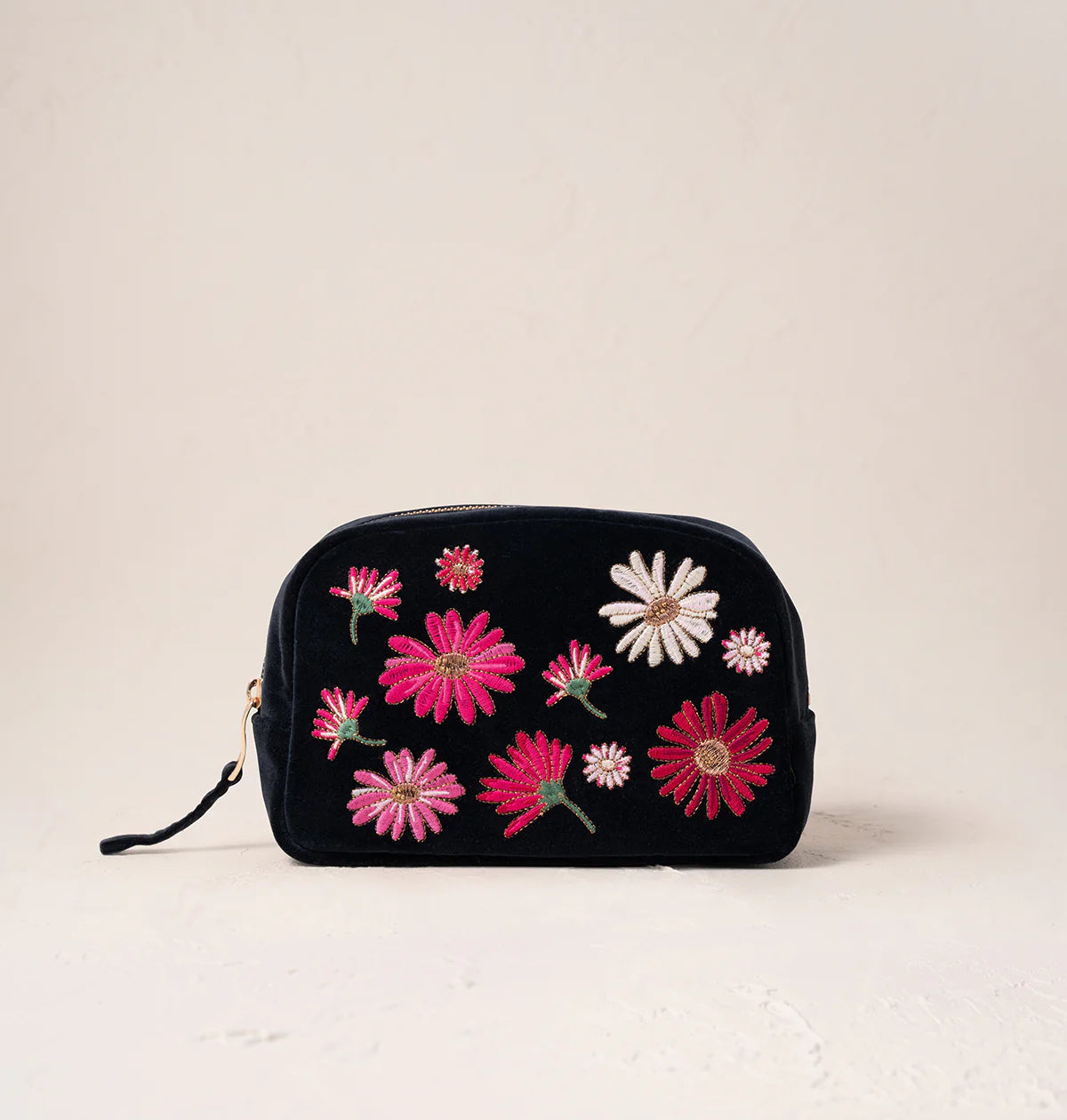 Makeup Bag Wildflower Velvet Charcoal