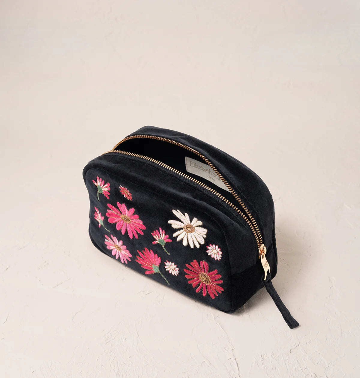 Makeup Bag Wildflower Velvet Charcoal