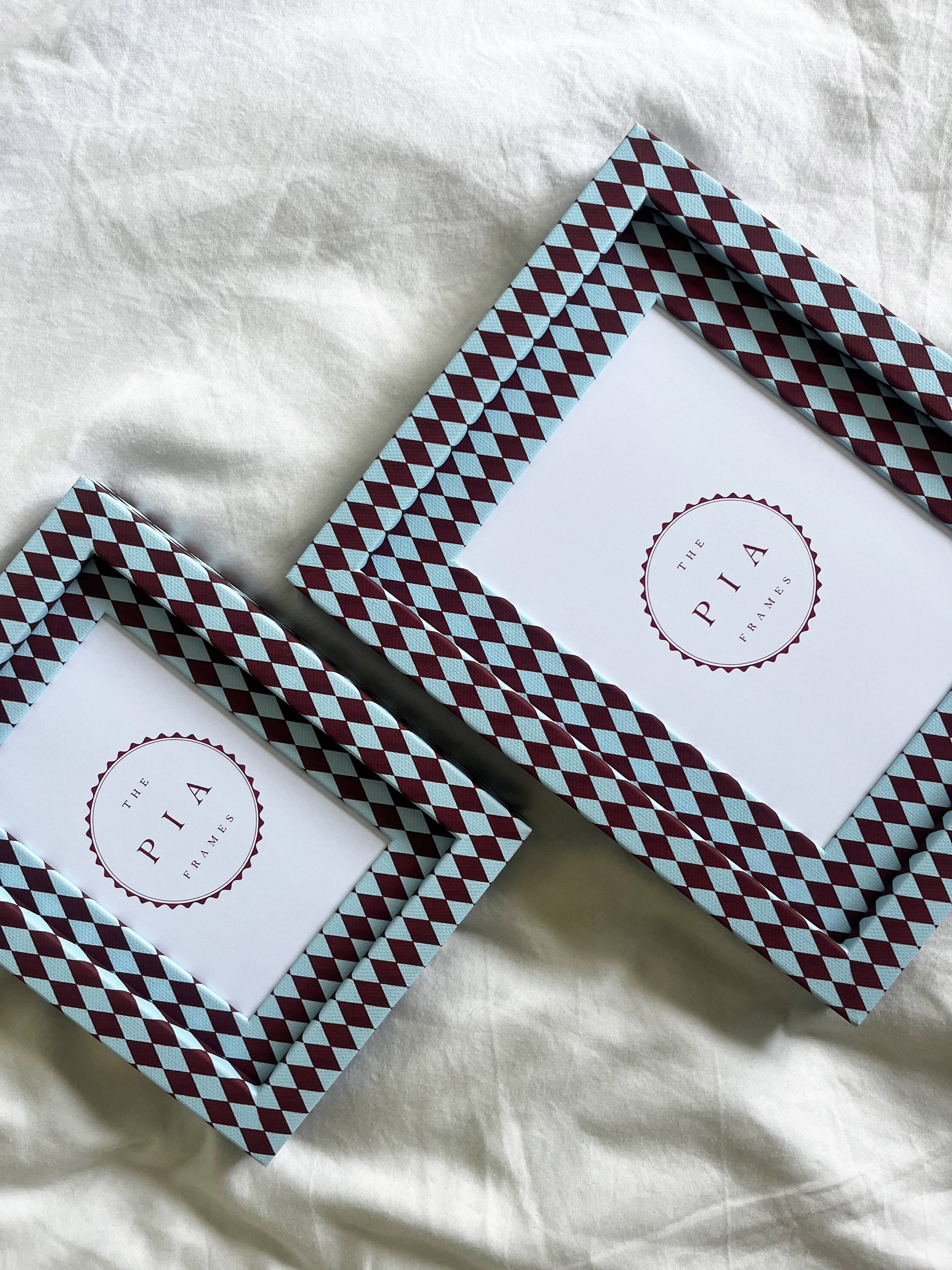 Burgundy & Blue Harlequin Frame, Large