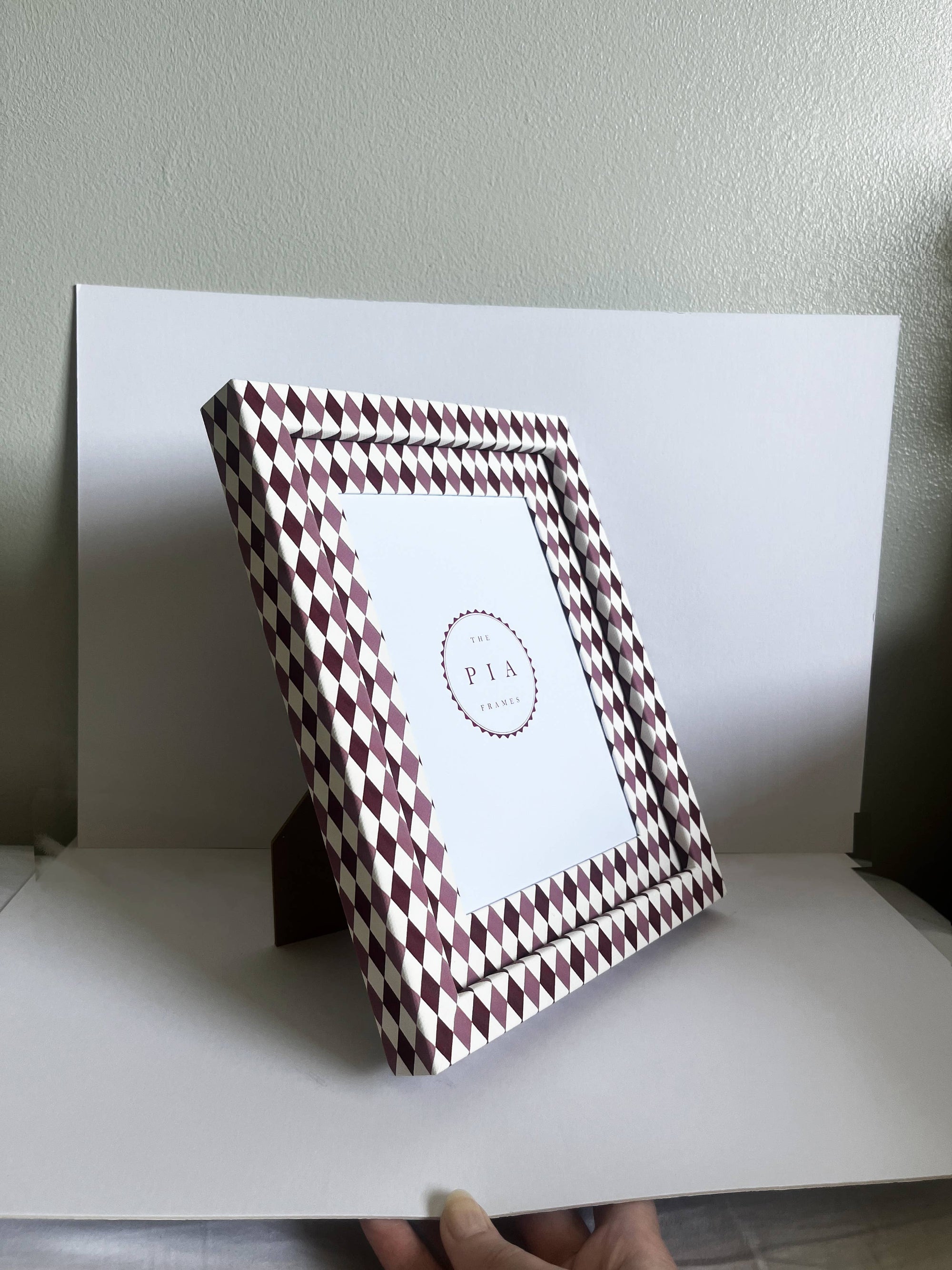 Burgundy & Blush Harlequin Frame, Large